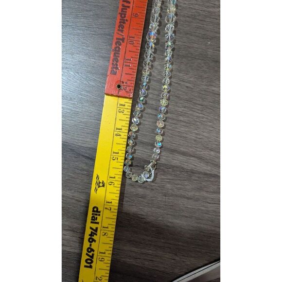 Vintage Double-Strand Crystal Beaded Choker Necklace 15" Aurora Borealis Sparkle - Picture 6 of 6